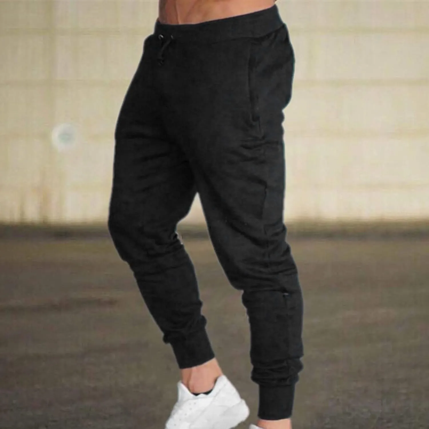 Men's Slim Leg Pants Summer Elastic Waist Fit Breathable Athletic Sport Clothes Comfy Fashion Trendy Trousers