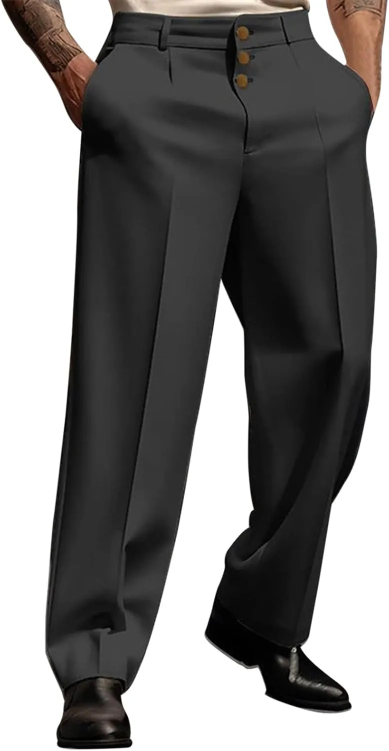 Mens Solid Color Pants for Men Simple Business Straight Suit Pants Breathable Leisure Style Summer Fresh Trousers
