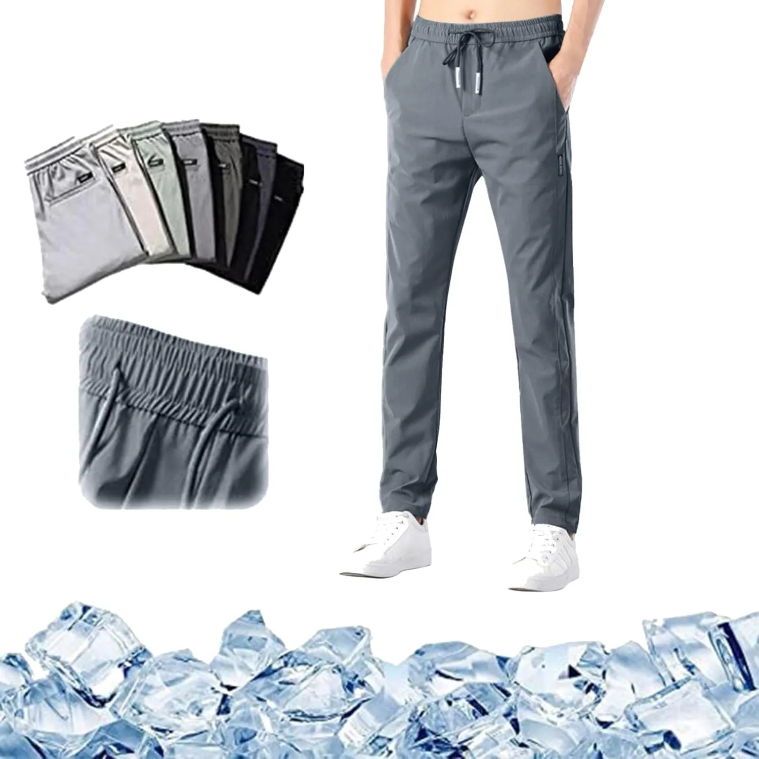 Men's Sweatpants Summer Drawstring Elastic Waist Fit Pockets Breathable Athletic Sport Clothes Comfy Fashion Joggers
