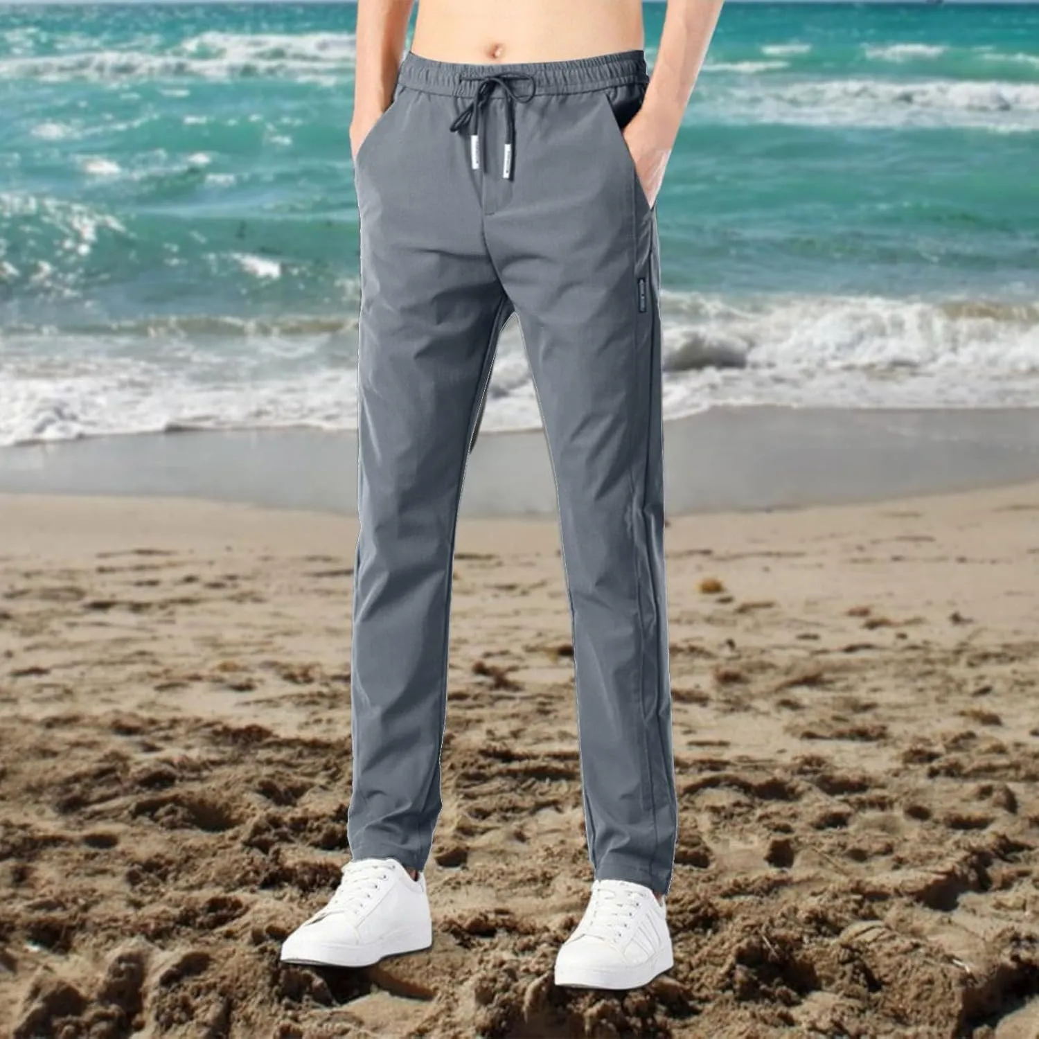 Men's Sweatpants Summer Drawstring Elastic Waist Fit Pockets Breathable Athletic Sport Clothes Comfy Fashion Joggers