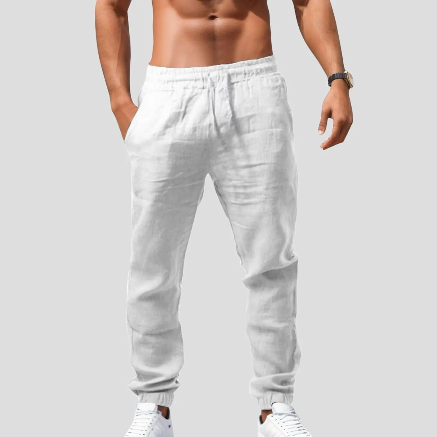 Men's Sweatpants Summer Drawstring Elastic Waist Fit Pockets Breathable Soft Fit Summer Fresh Running Trousers