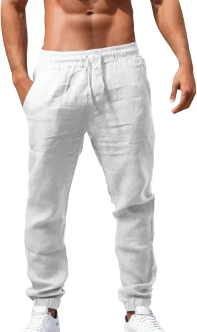 Men's Sweatpants Summer Drawstring Elastic Waist Fit Pockets Breathable Soft Fit Summer Fresh Running Trousers