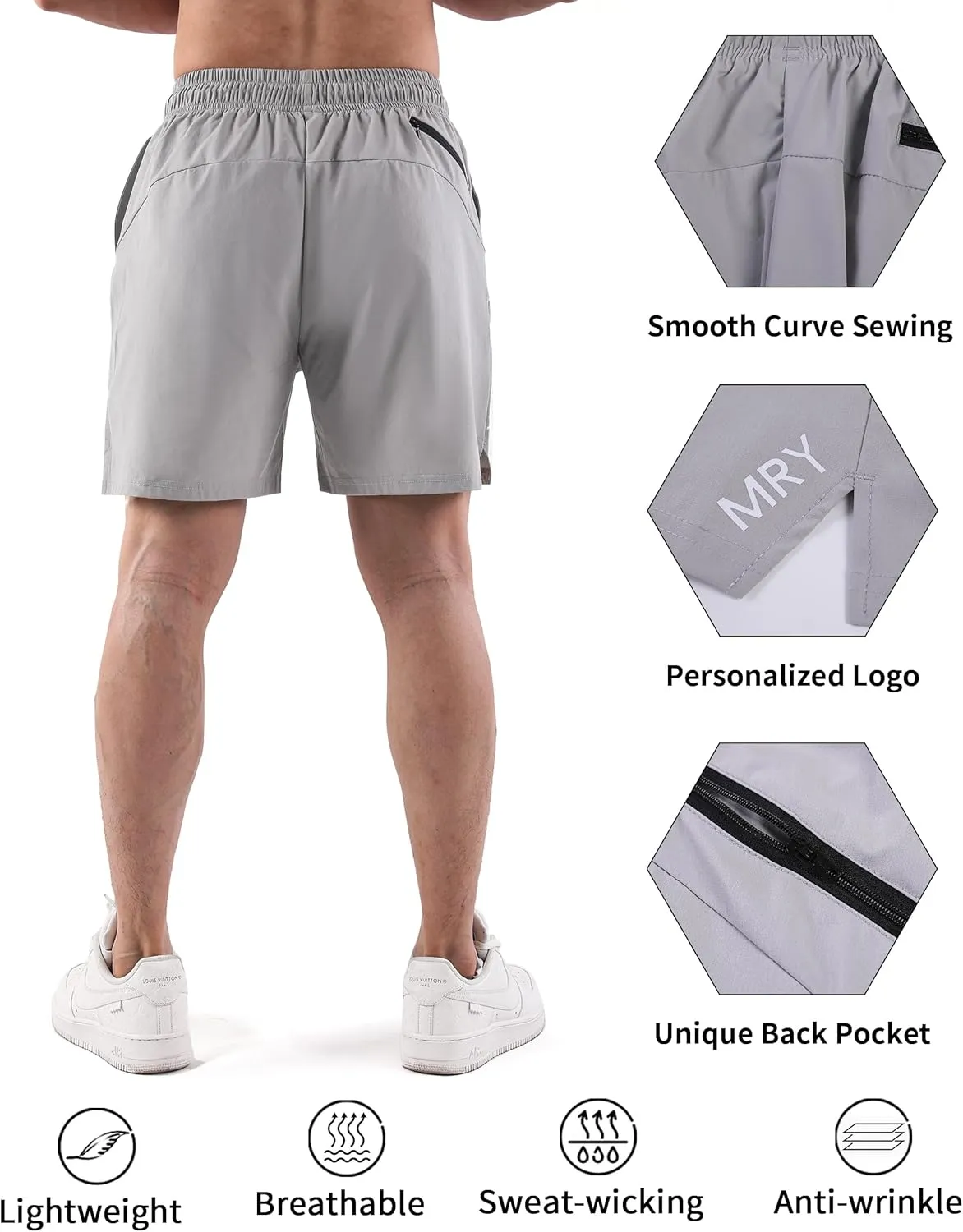 Mens Workout Shorts Lightweight Gym Shorts 7 Inch Quick Dry Athletic Running Shorts with Pockets