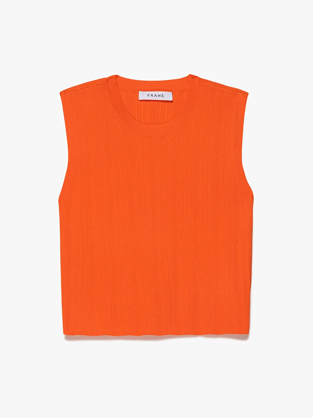 Mixed Rib Cutout Tank -- Bright Tangerine