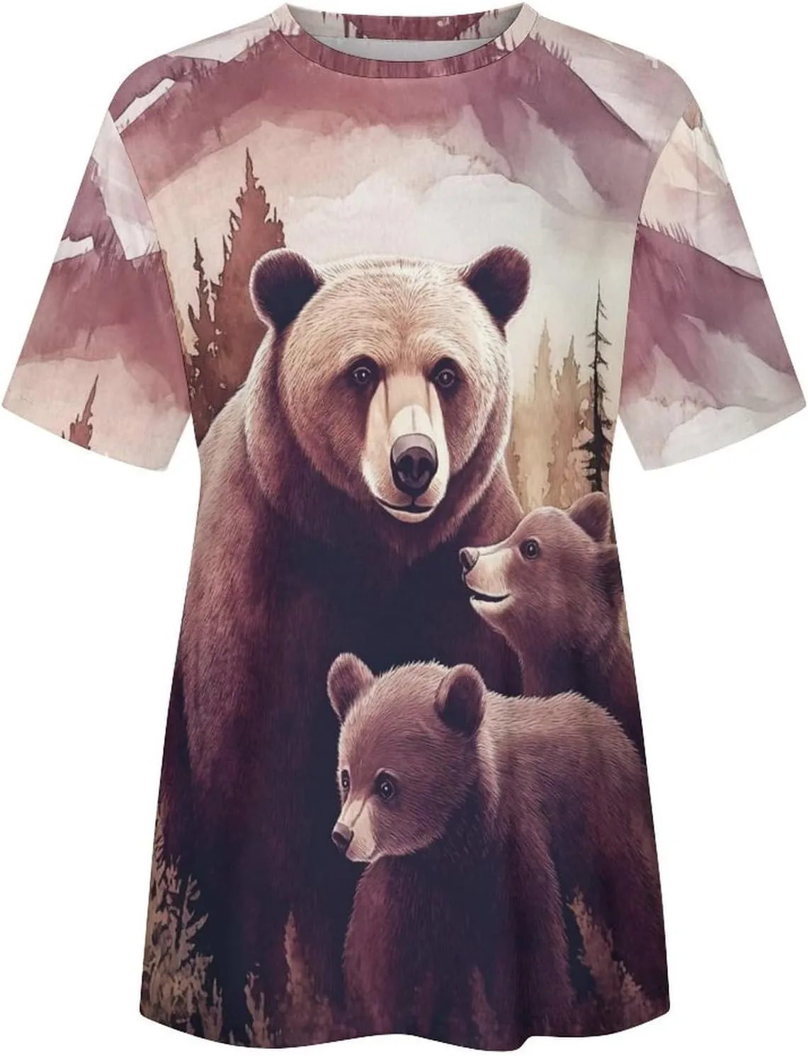 Mothers Day Shirt Animals Print Funny Casual Soft Comfy Short Sleeve Cotton Oversized Mama Daughter Matching Shirts