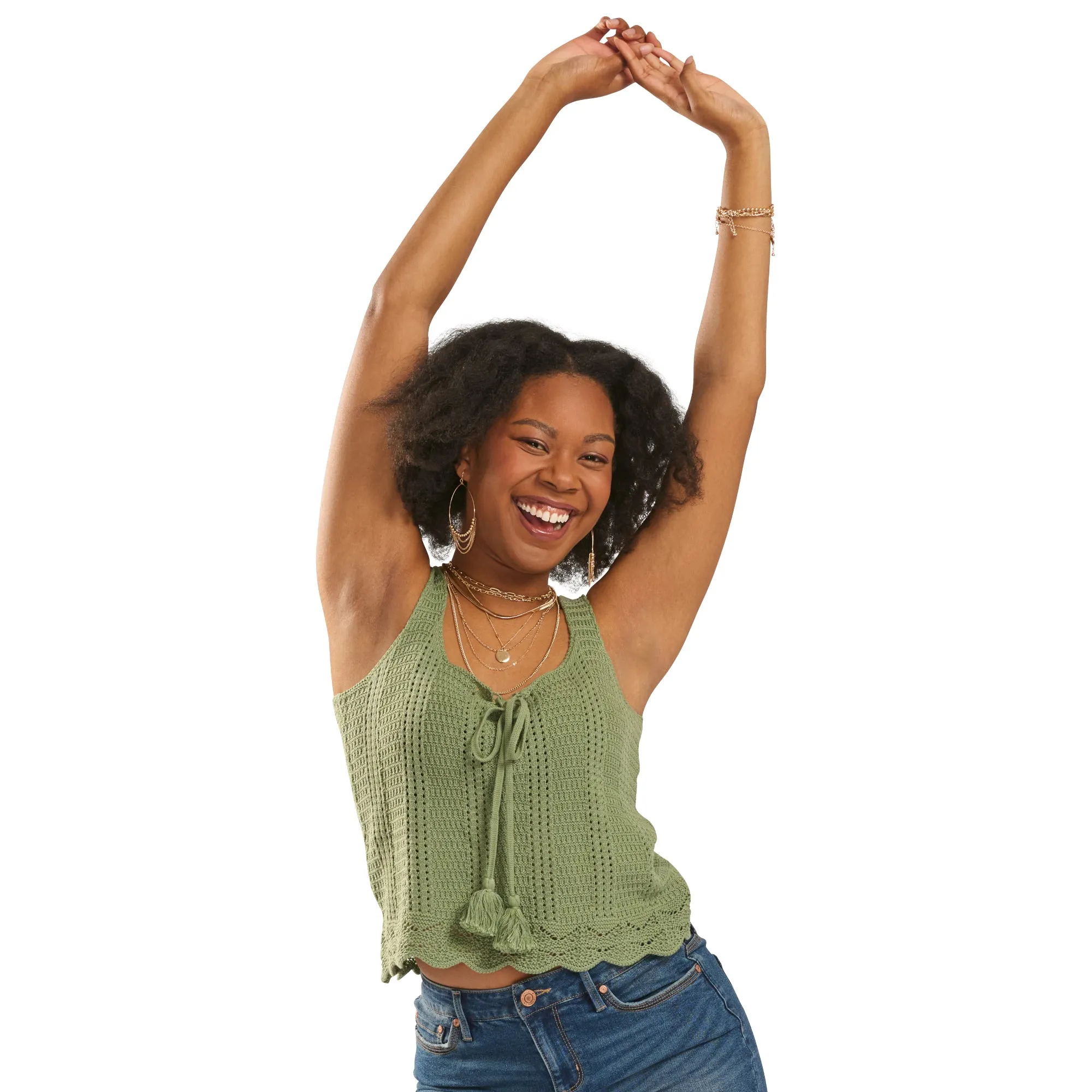 mySTYLE Women's Festival Crochet Sweater Tank Top