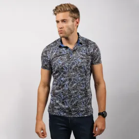 Navy Design Print Polo Shirt