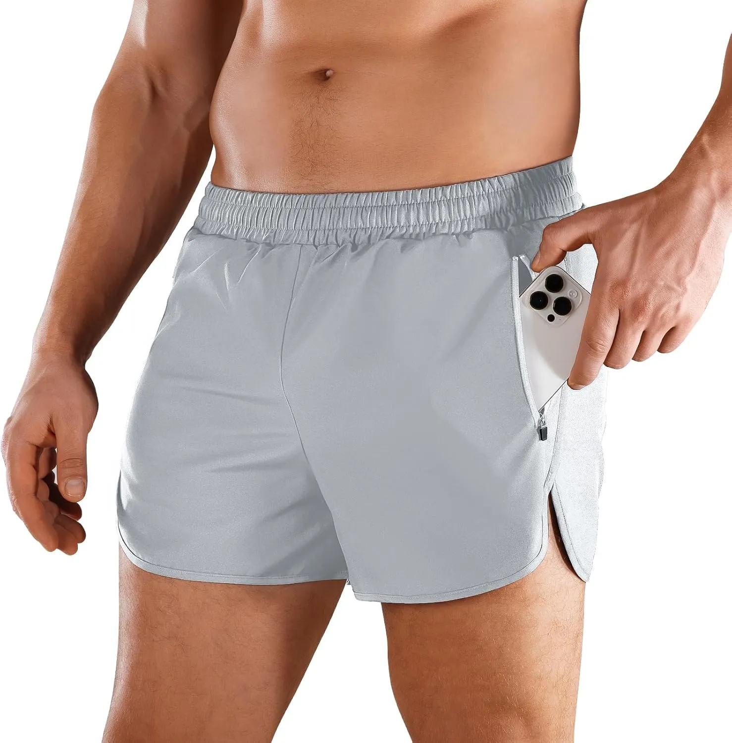 Niksa Men’s Running Shorts 3" Workout Athletic Shorts with Zipper Pockets Lightweight Quick Dry Gym Shorts