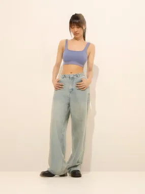 Nuon Light Blue Wide Leg - Fit Mid - Rise Jeans 