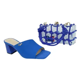 Open Toe Block Heel Sandal and Acrylic Handbag Set