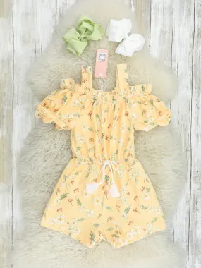 Pastel Yellow Daisy Ruffle Jumpsuit