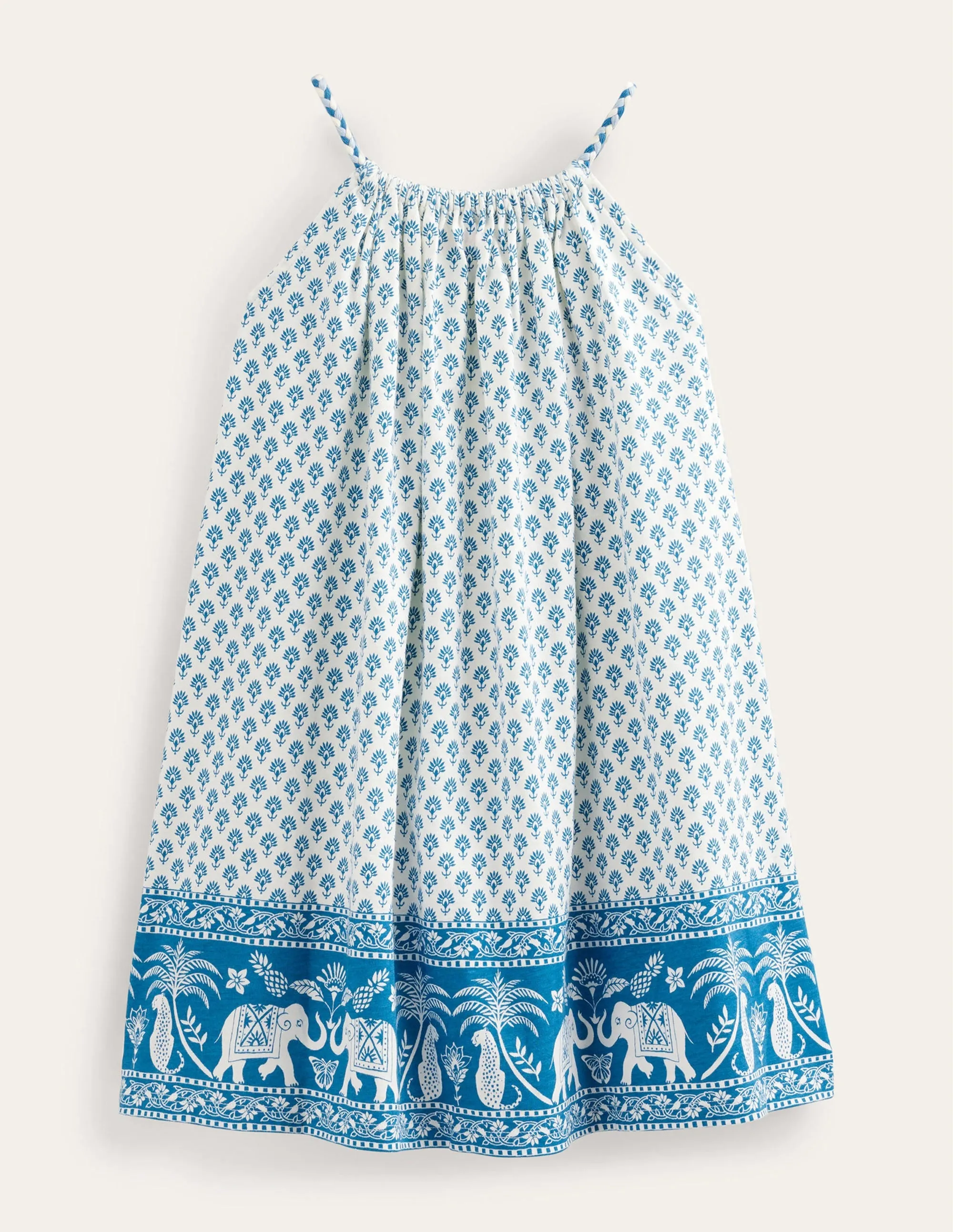 Plaited Jersey Strap Dress-Island Blue Goa Hem