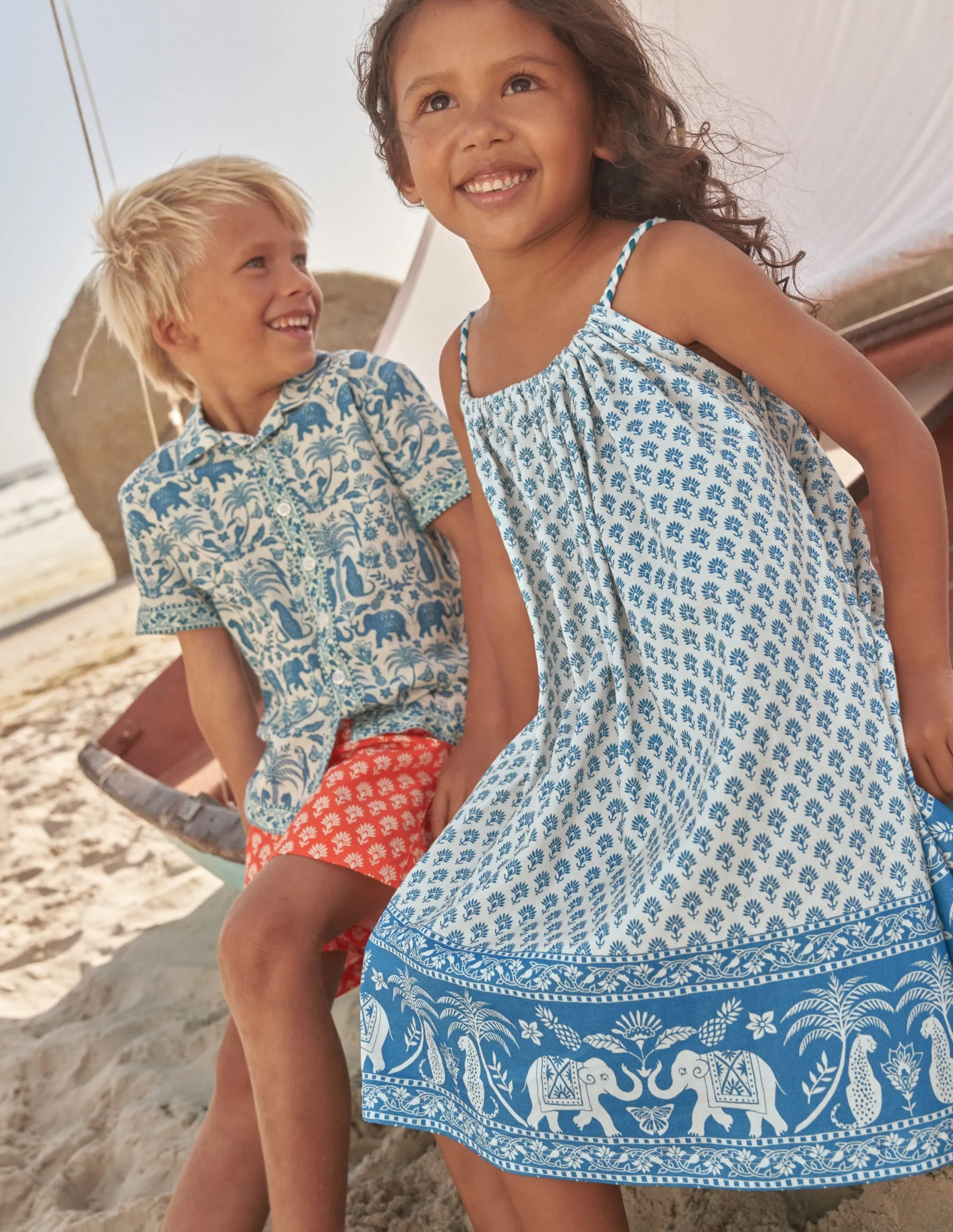 Plaited Jersey Strap Dress-Island Blue Goa Hem