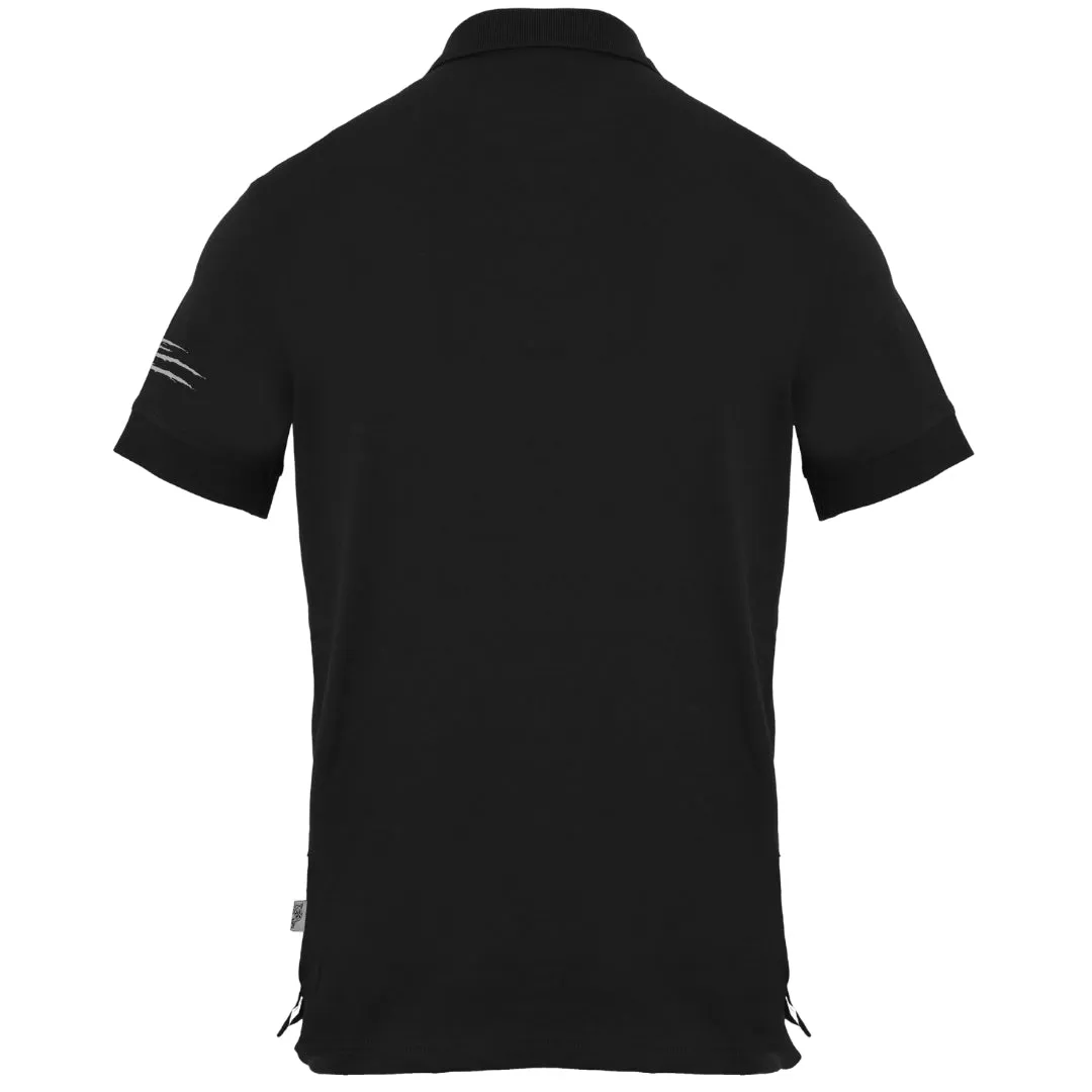 Plein Sport Slashed Sleeve Black Polo Shirt