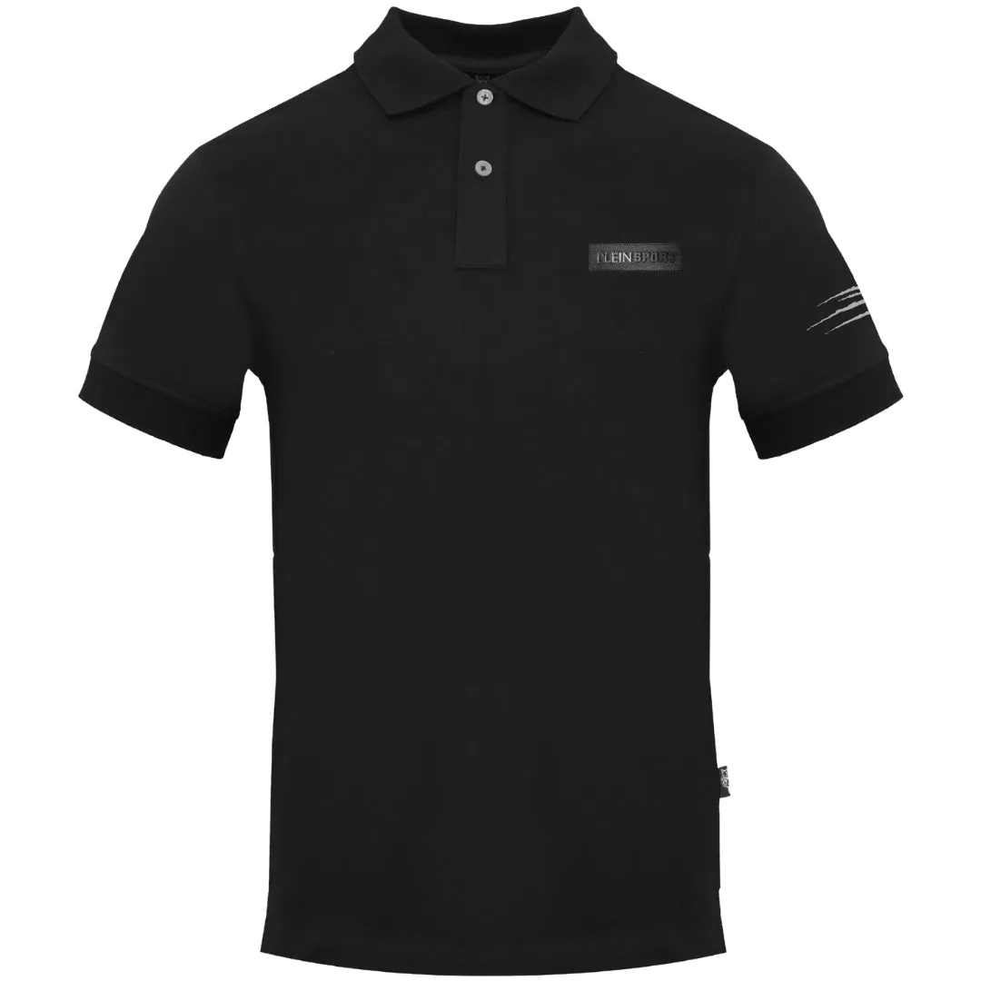 Plein Sport Slashed Sleeve Black Polo Shirt