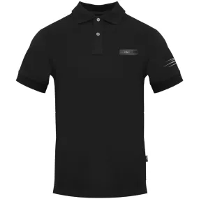 Plein Sport Slashed Sleeve Black Polo Shirt