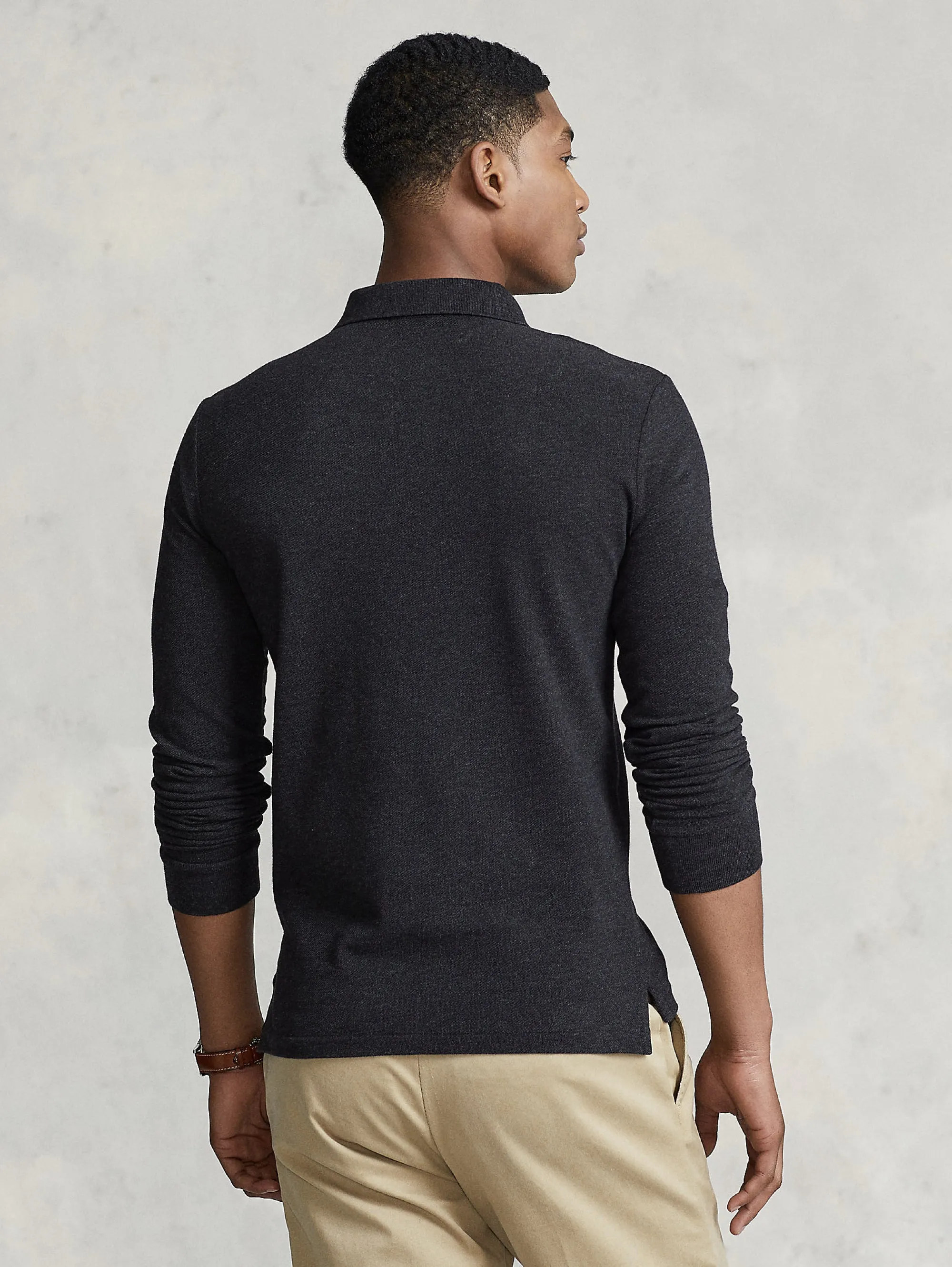 Polo Slim Fit Manica Lunga Antracite