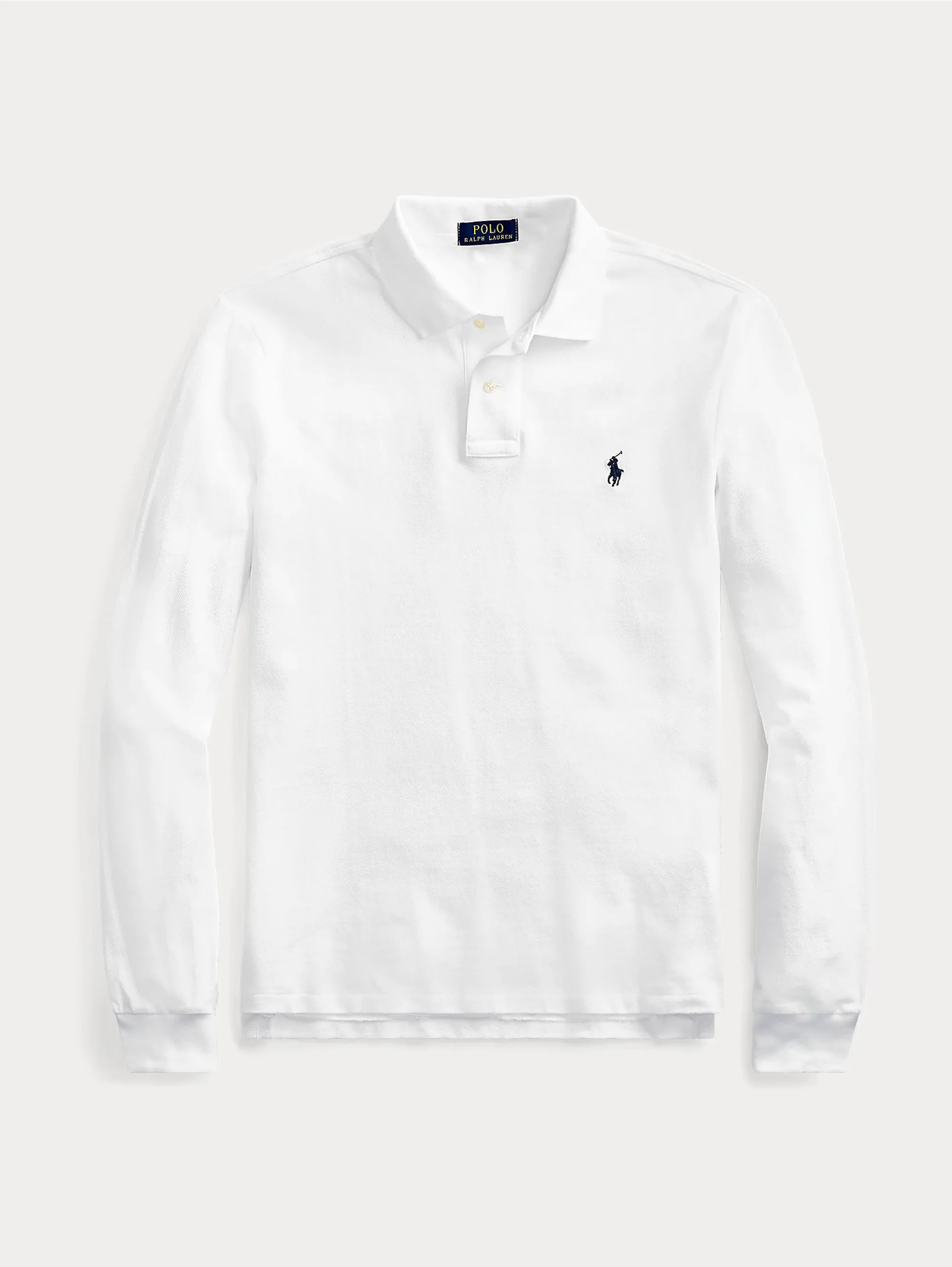 Polo Slim Fit Manica Lunga Bianco