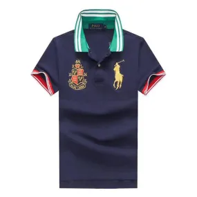 PRL Custom Fit  Yellow Big PonyGreen and White Collar NavyBlue polo Shirt