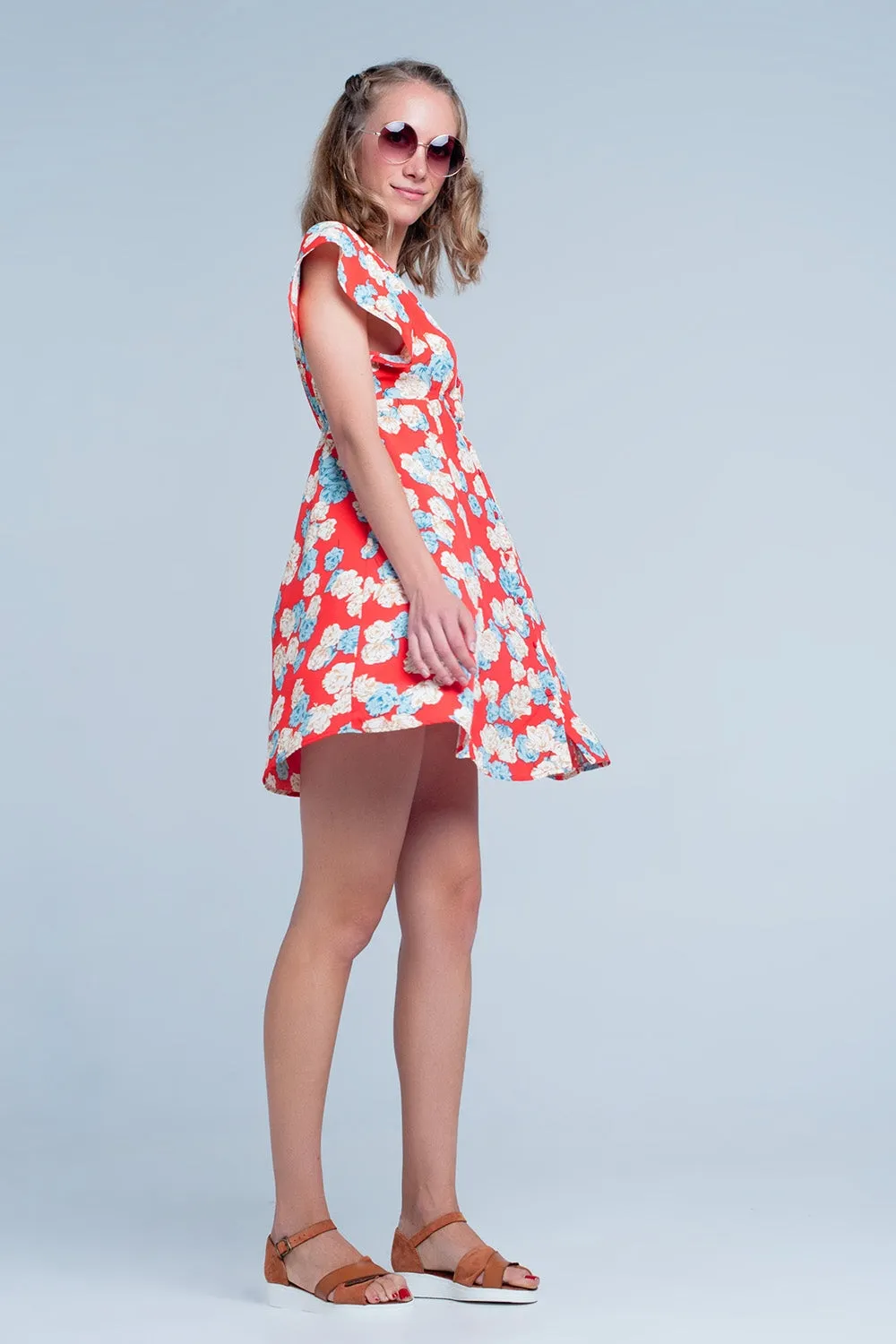 Red dress with flower print