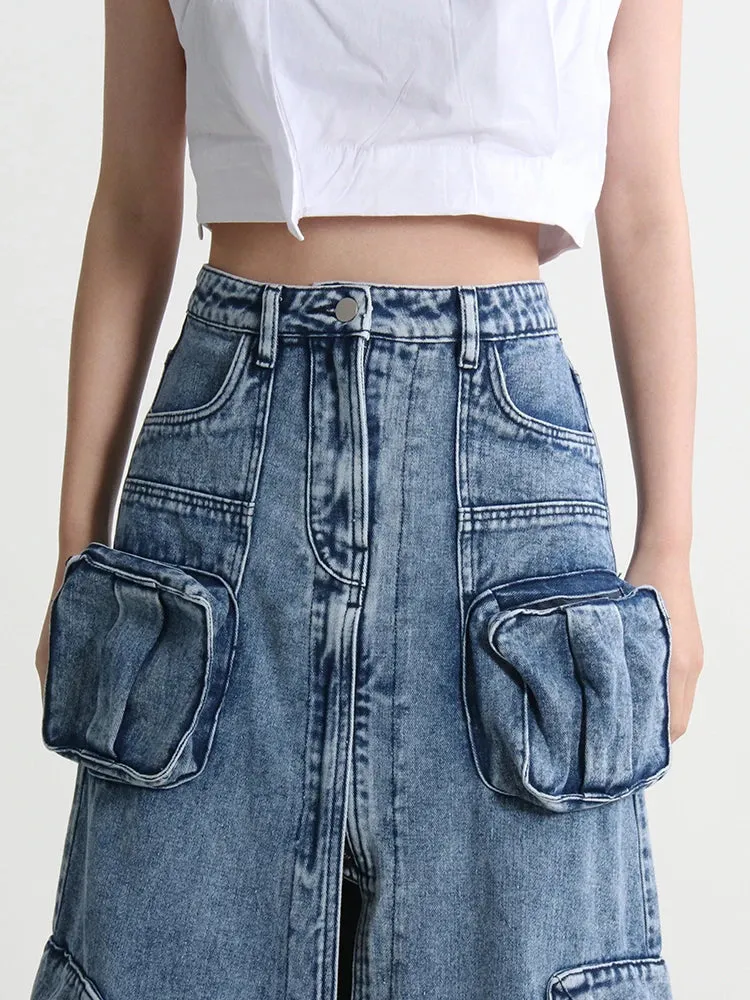 Relaxed Days Maxi Denim Split Skirt