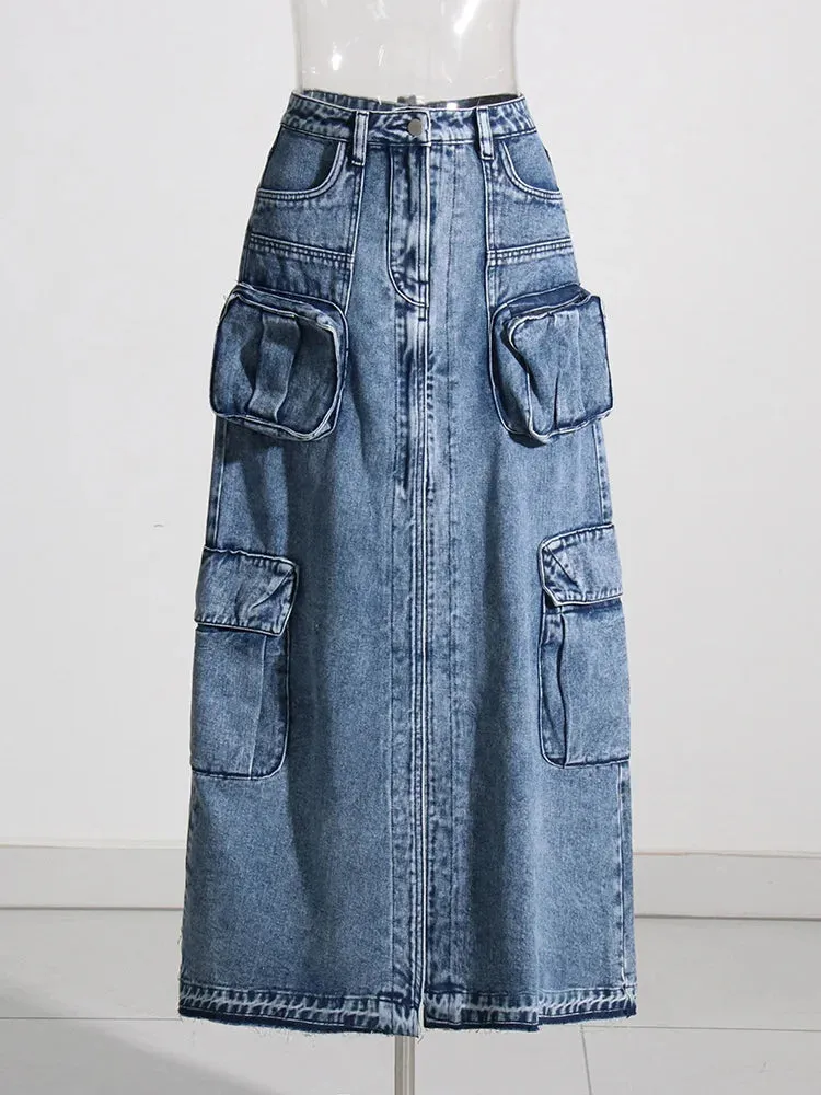 Relaxed Days Maxi Denim Split Skirt