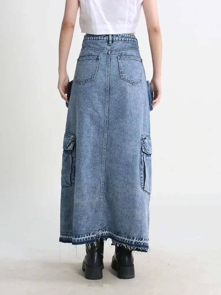 Relaxed Days Maxi Denim Split Skirt
