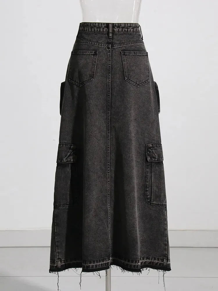 Relaxed Days Maxi Denim Split Skirt