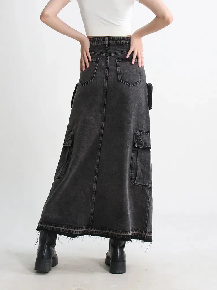 Relaxed Days Maxi Denim Split Skirt