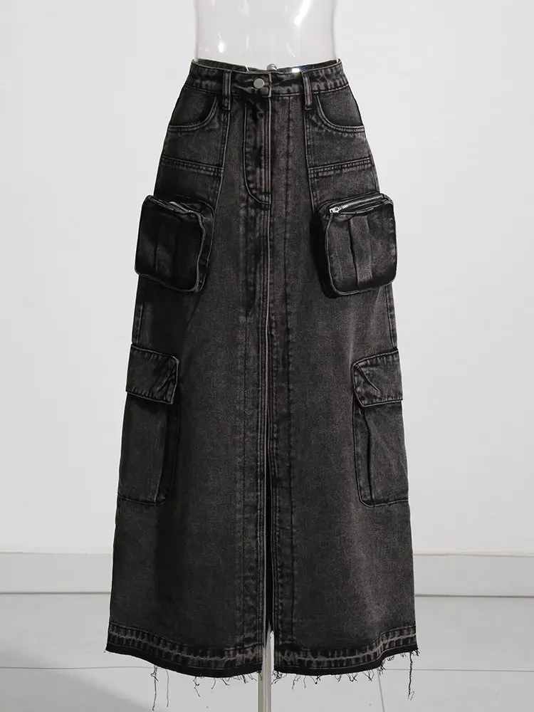 Relaxed Days Maxi Denim Split Skirt