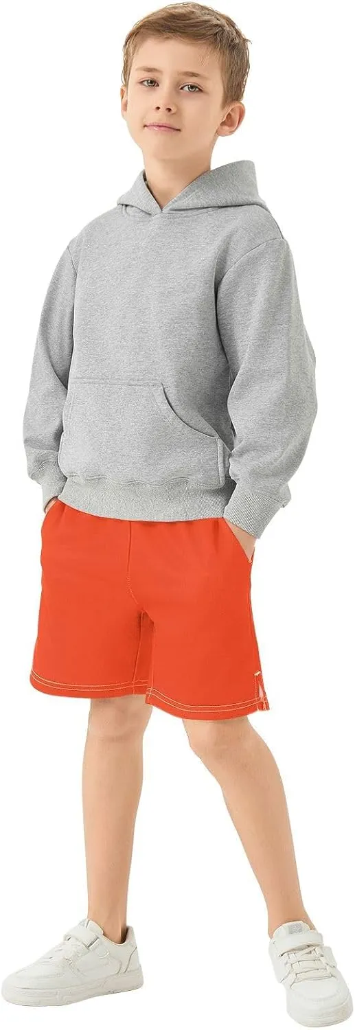 Solid Color Boys Athletic Shorts Lightweight Kids Active Soccer Shorts with Pockets