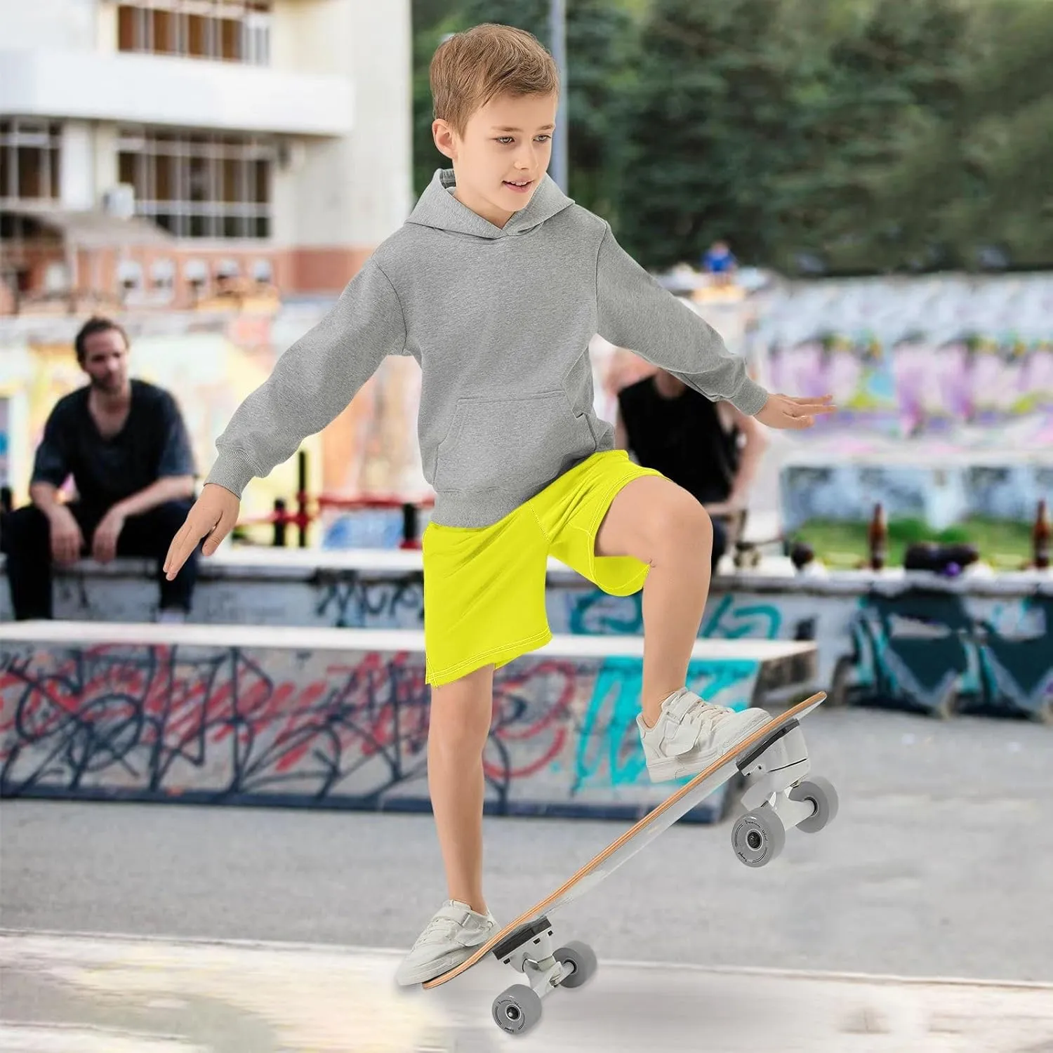 Solid Color Boys Athletic Shorts Lightweight Kids Active Soccer Shorts with Pockets