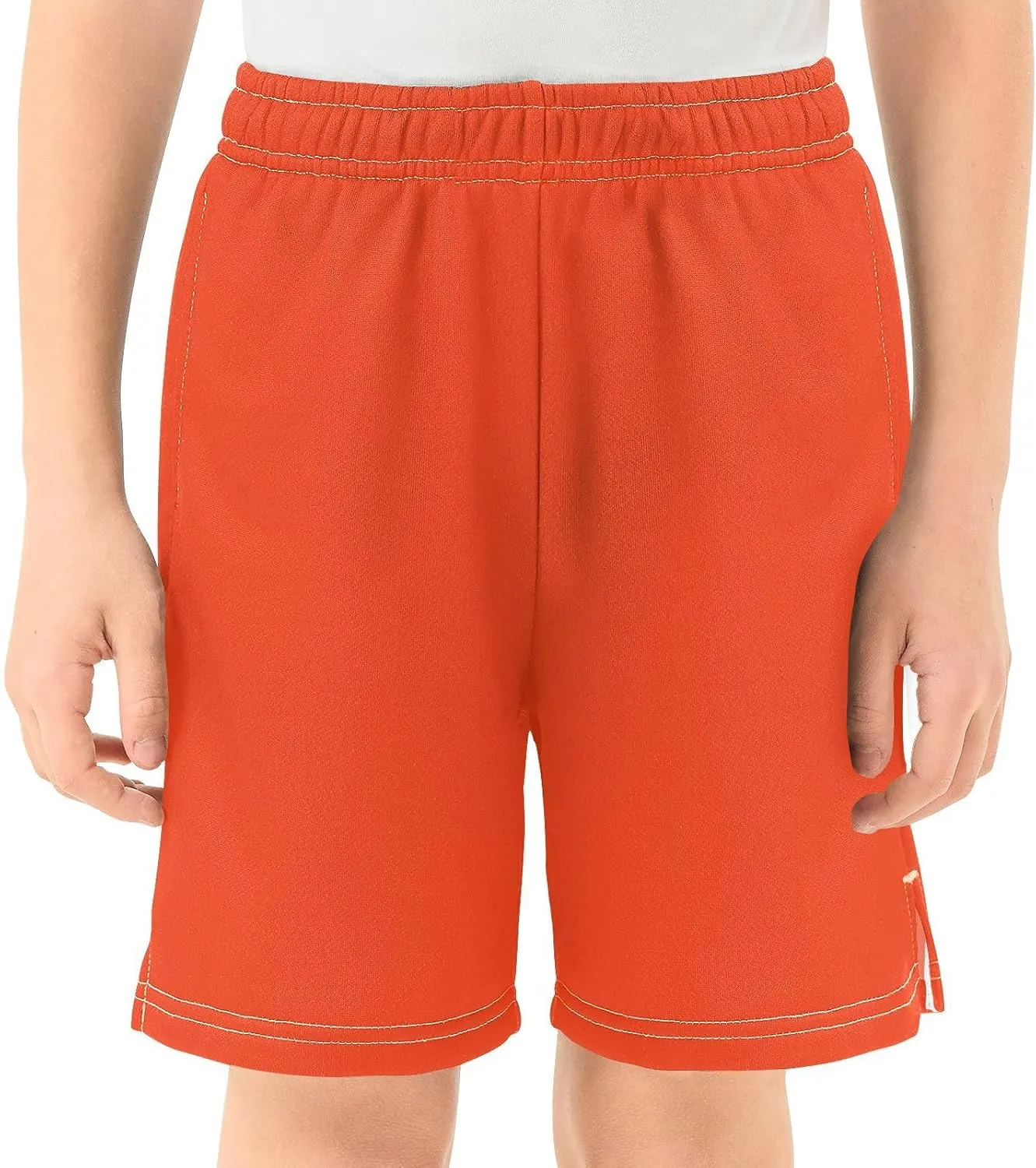 Solid Color Boys Athletic Shorts Lightweight Kids Active Soccer Shorts with Pockets