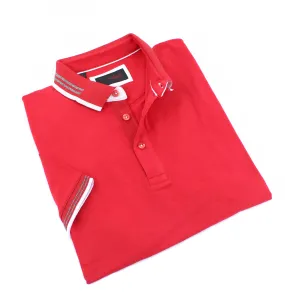 Solid Red Polo With White And Grey Trim