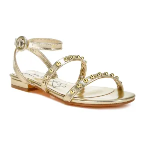 Studded Ankle Strap Flat Sandals