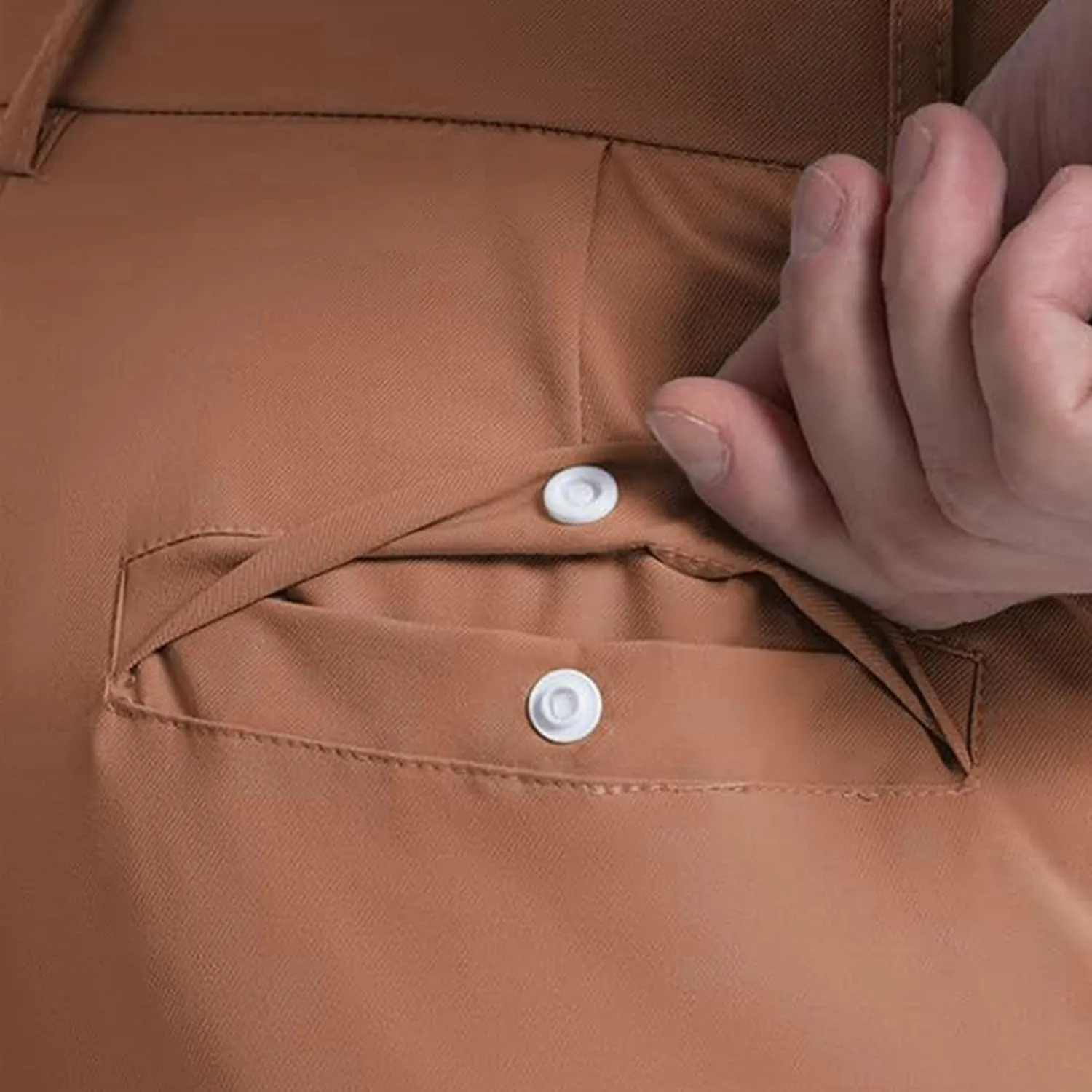 Summer Pants for Men Solid Color Elastic Waist Pocket Button Slim Leg Breathable Loose Summer Trendy Trousers