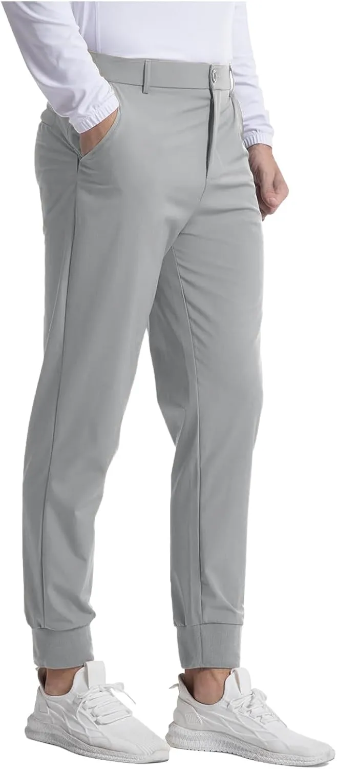 Summer Pants for Men Solid Color Elastic Waist Pocket Button Slim Leg Breathable Loose Summer Trendy Trousers