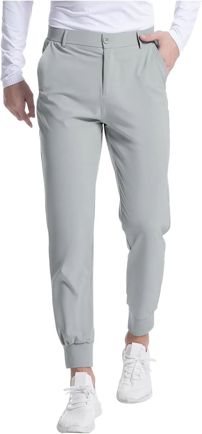 Summer Pants for Men Solid Color Elastic Waist Pocket Button Slim Leg Breathable Loose Summer Trendy Trousers