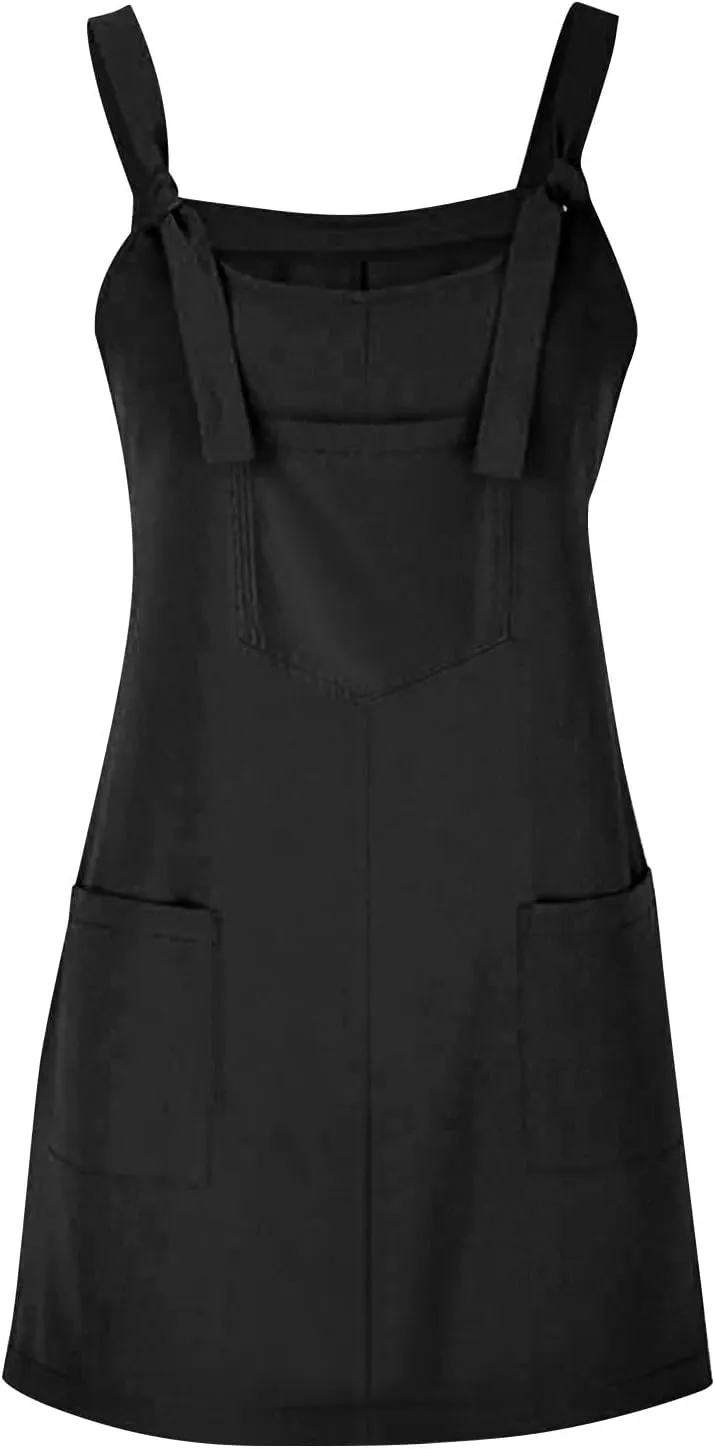 Summer Rompers for Women Casual Adjustable Straps Baggy Shorts Overalls Plus Size Loose Comfort Jumpsuit with Pockets