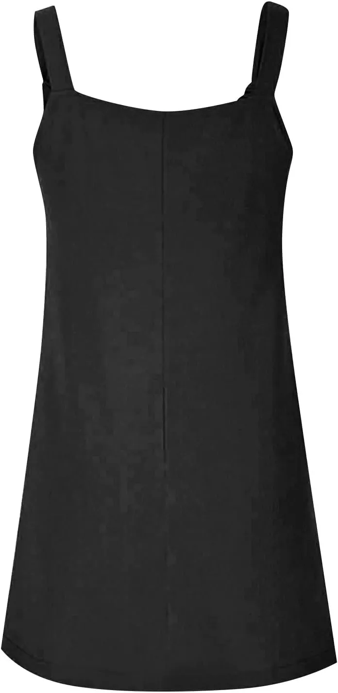 Summer Rompers for Women Casual Adjustable Straps Baggy Shorts Overalls Plus Size Loose Comfort Jumpsuit with Pockets