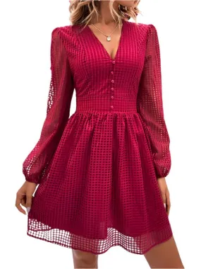 TEEK - Wine Red Airy V-Neck Dress