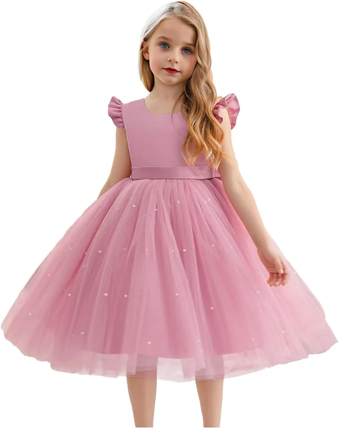 TTYAOVO Flower Girl Dress Bowknot Pageant Wedding Party Gown