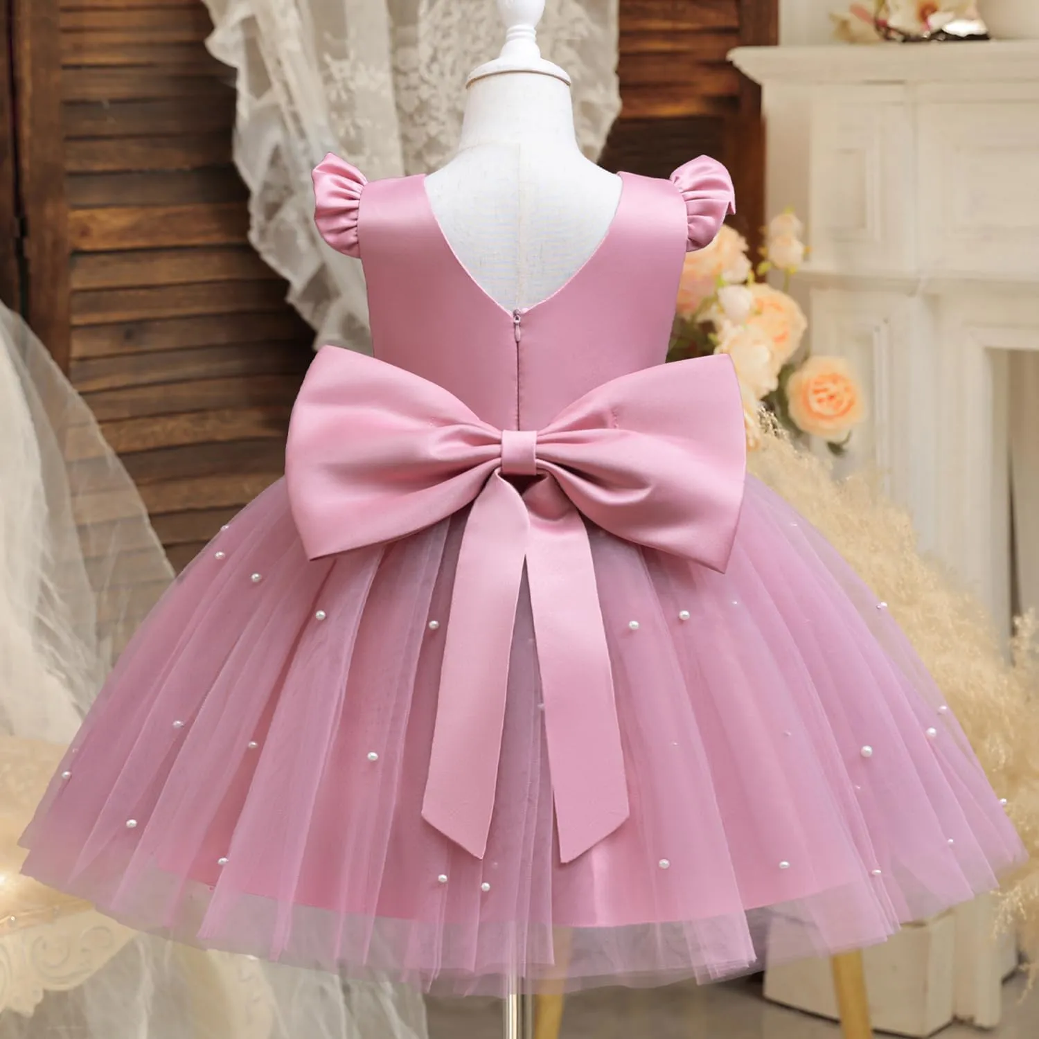 TTYAOVO Flower Girl Dress Bowknot Pageant Wedding Party Gown