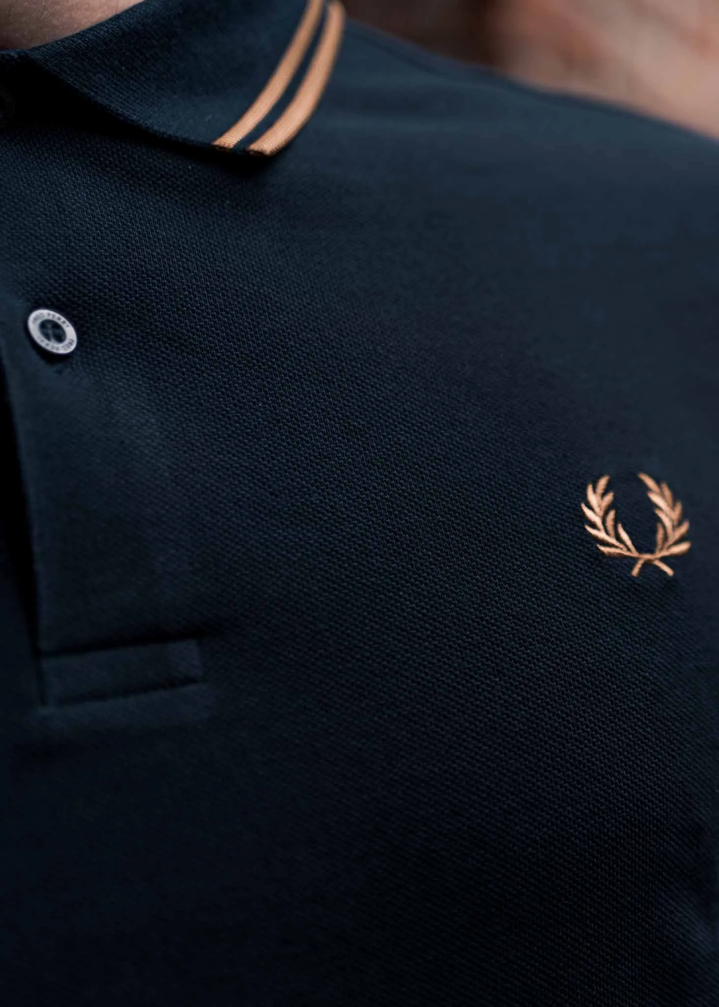 Twin tipped fred perry shirt - navy dark caramel