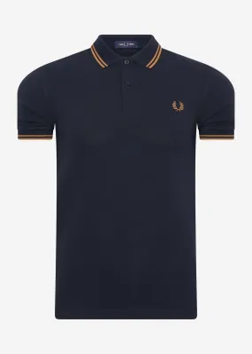 Twin tipped fred perry shirt - navy dark caramel