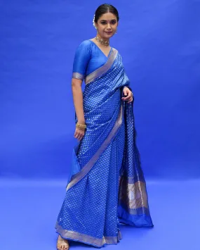 Unequalled Royal Blue Soft Silk Saree With Smashing Blouse Piece