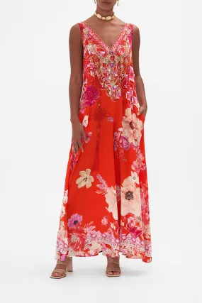 V NECK FLARED JUMPSUIT SECRET GARDEN
