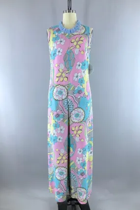 Vintage 60s Mod Floral Print Jumpsuit