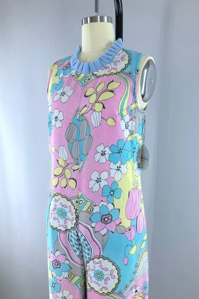 Vintage 60s Mod Floral Print Jumpsuit