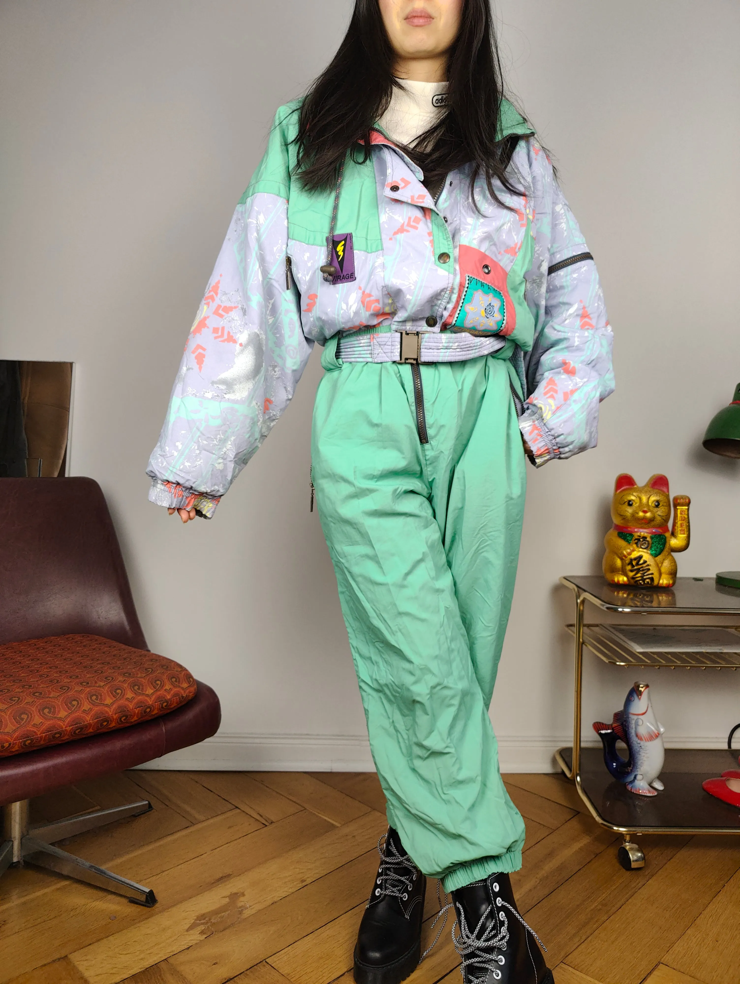 Vintage Fusalp ski suit M | snow snowboard winter mint green sport jumpsuit women